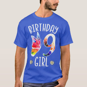 Camiseta Nono Aniversário Garota Borboletas De 9 Anos Menin