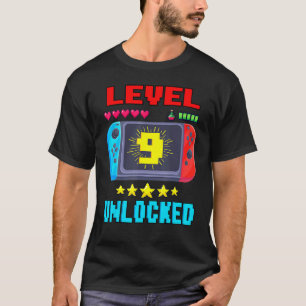 Camiseta Nono Aniversário Nível 9 Jogador de Vídeo Bloquead