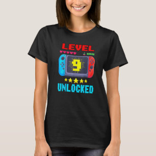 Camiseta Nono Aniversário Nível 9 Jogador de Vídeo Bloquead