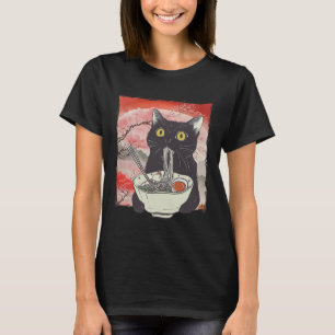Camiseta Noodais Engraçados De Gato Japonês Retro