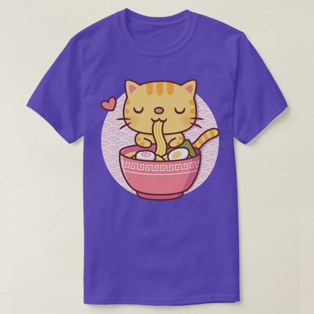 Camiseta Noodles De Ramen Japonês Que Comem Gato De Gato (Frente do Design)