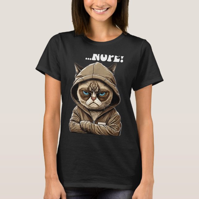 Camiseta Nope! Nope - Employee Work Colleagues Teenager Cat (Frente)