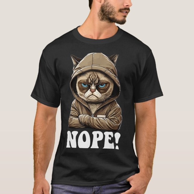 Camiseta Nope! Nope - Employee Work Colleagues Teenager Cat (Frente)