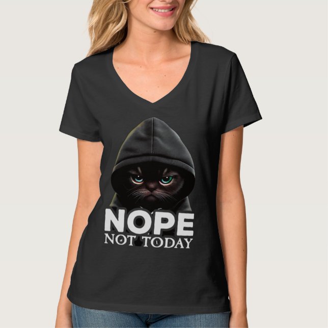 Camiseta Nope Not Today Cat I Lazy Cat Nope (Frente)