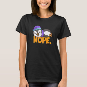 Camiseta Nope Pinguim Dormindo Longo Dormir Grumpy