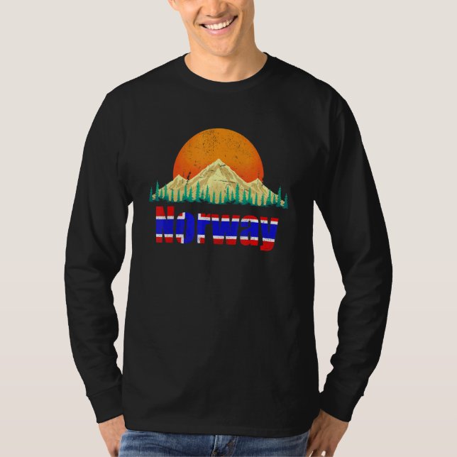 Camiseta Nordic Country Norwegian Flag Mountains Sunset Nor (Frente)
