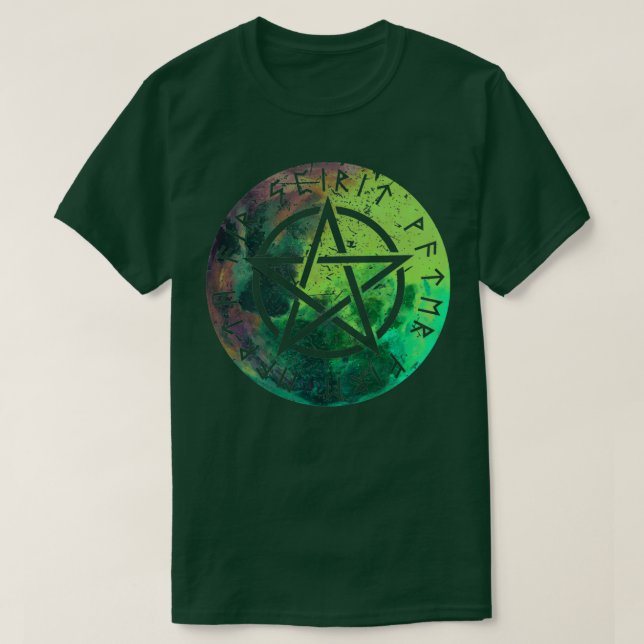 Camiseta Nordic Runes Pentacle Elements Earth Fire Water Sp (Frente do Design)
