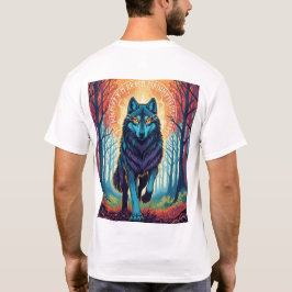 Camiseta Nordic Spirit Wolf com Runas e Floresta