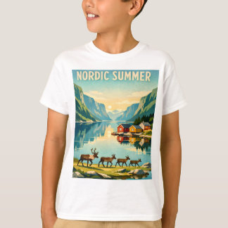 Camiseta Nordic Summer – Vintage Scandinavian Fjord Travel