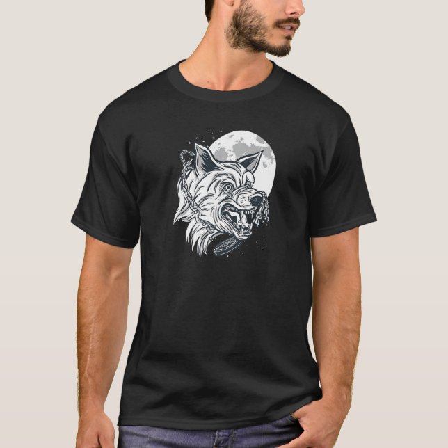Camiseta Nordic Wolf Head Moon Dog  and Wolf friend (Frente)
