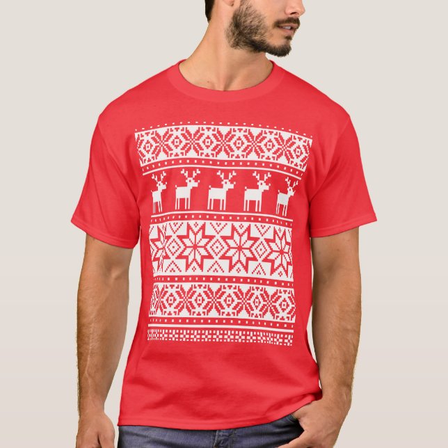 Camiseta Nórdico Floco de Neve Reindeer Edulcorador de Nata (Frente)