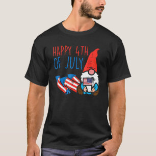 Camiseta Nórdico Gnomo USA Flag Happy 4 De Julho Garden Pat