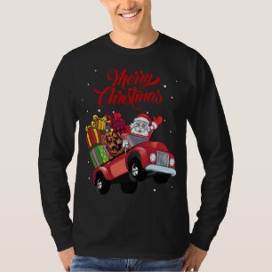 Camiseta Norfolk Terrier com Papai Noel em Red Truck Dog