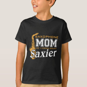 Camiseta Normal da mamã do saxofone mas Saxier - presente