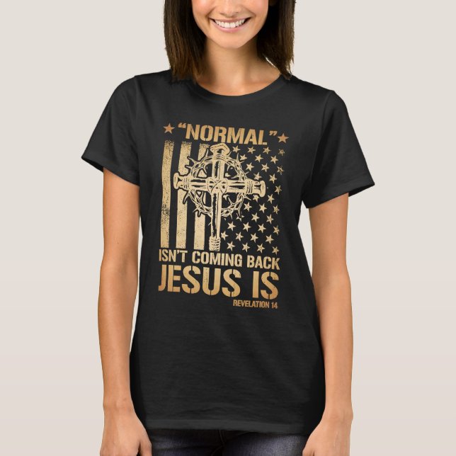 Camiseta Normal não está voltando Jesus é Revelação 14 (Frente)