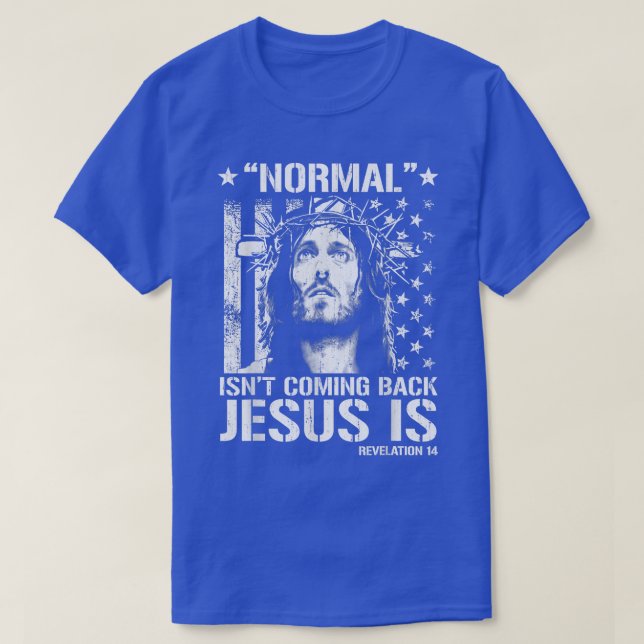Camiseta Normal não está voltando Jesus é Revelação 14 (Frente do Design)