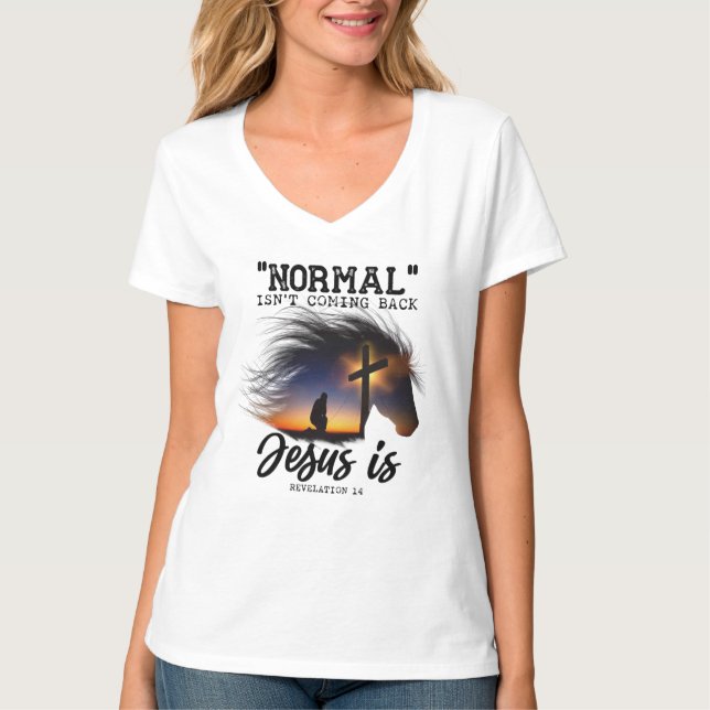 Camiseta Normal não está voltando Jesus para os cavaleiros  (Frente)