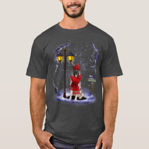 Camiseta Norrueguês Elkhound Papai Noel Neve Luz de Natal I