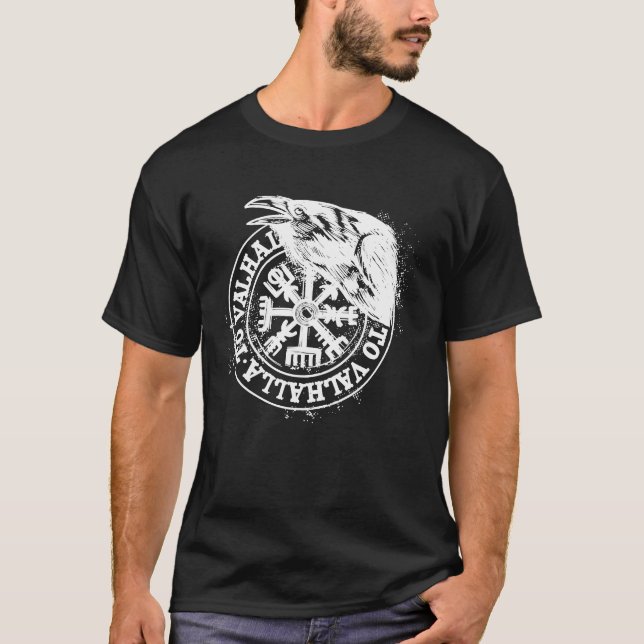 Camiseta Norse Compass Raven ValhallaViking (Frente)
