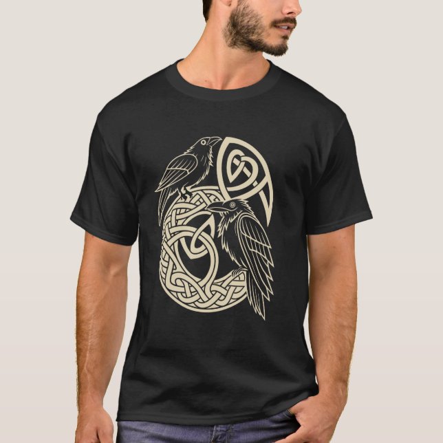 Camiseta Norse Knotwork Ravens u2013 Huginn & Muninn Viking (Frente)