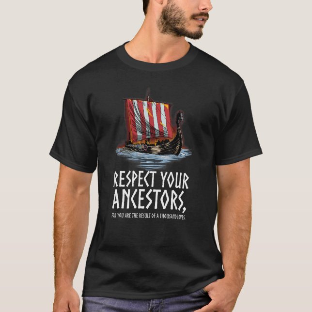 Camiseta Norse Mythology Respeite Seus Ancestrais Viking Sh (Frente)