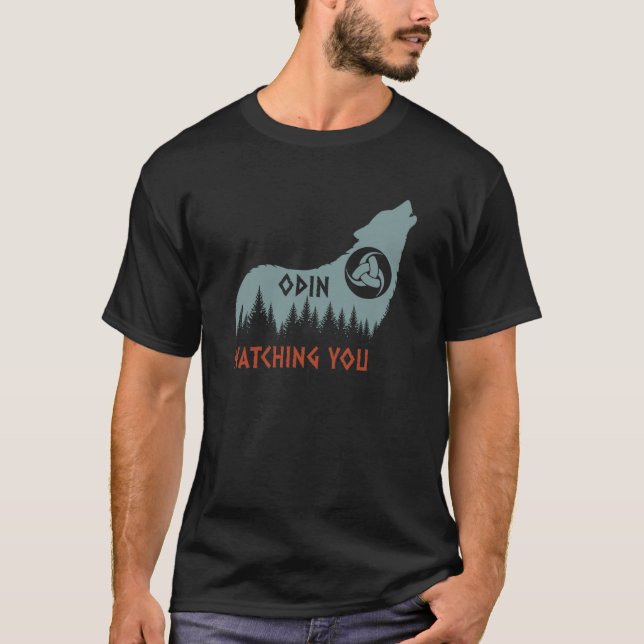Camiseta Norse Mythology Wolf Odin está te observando Gjall (Frente)