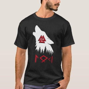 Camiseta Norse Mythology Wolf Valknut Rune Circle Viking