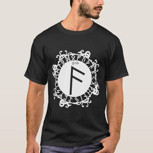 Camiseta Norse Rune ANSUZ - Símbolo de Rune de Viking Celul (Frente)