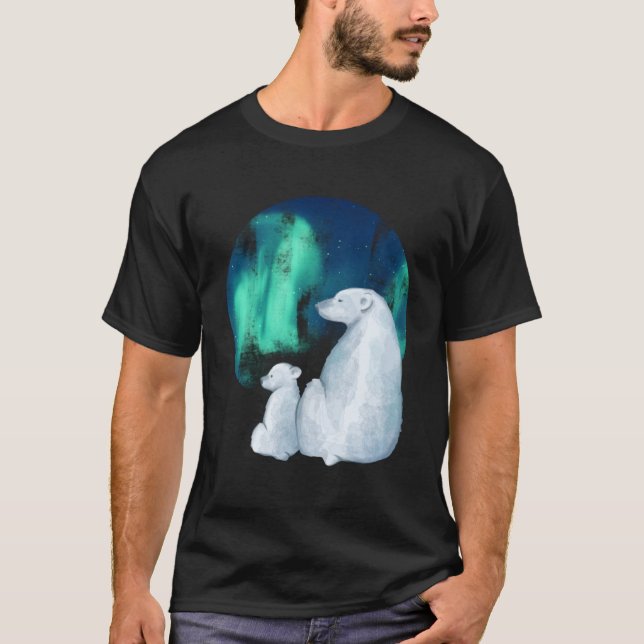 Camiseta Norte Aurora Borealis Luz Bonita Mãe Polar (Frente)