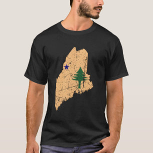 Camiseta Norte de Bandeira Original do Estado do Maine New