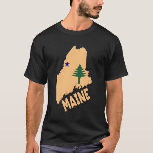 Camiseta Norte de Bandeira Original do Estado do Maine New