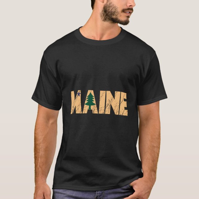 Camiseta Norte de Sinalizador Original do Estado do Maine N (Frente)