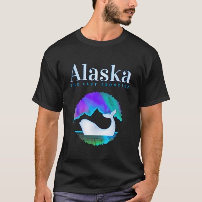 Camiseta Norte Do Alasca Lights Orca Whale Com Aurora Bore (Frente)
