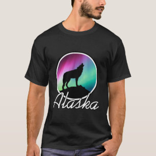 Camiseta Norte do Alaska Luz T-Shirt Wolf Aurora do Alaska