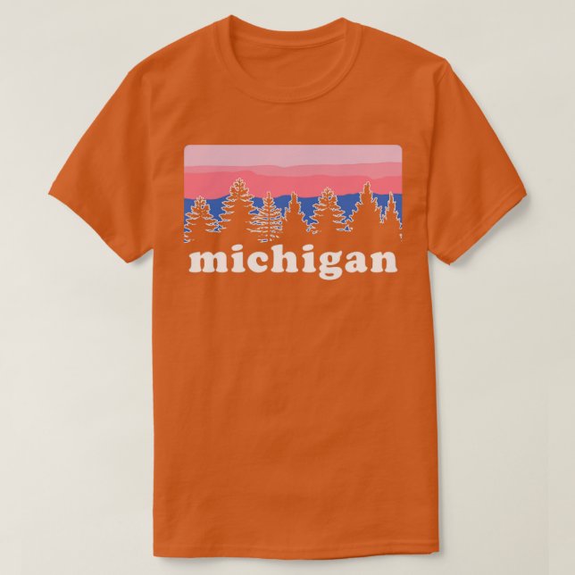 Camiseta Norte Michigan Pine Tree Sunset (Frente do Design)