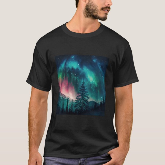 Camiseta Nortes Do Alasca Acendem Na Floresta (Frente)