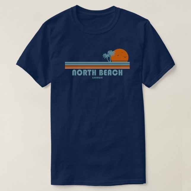 Camiseta North Beach Tybee Island Georgia Sun Palm Trees (Frente do Design)