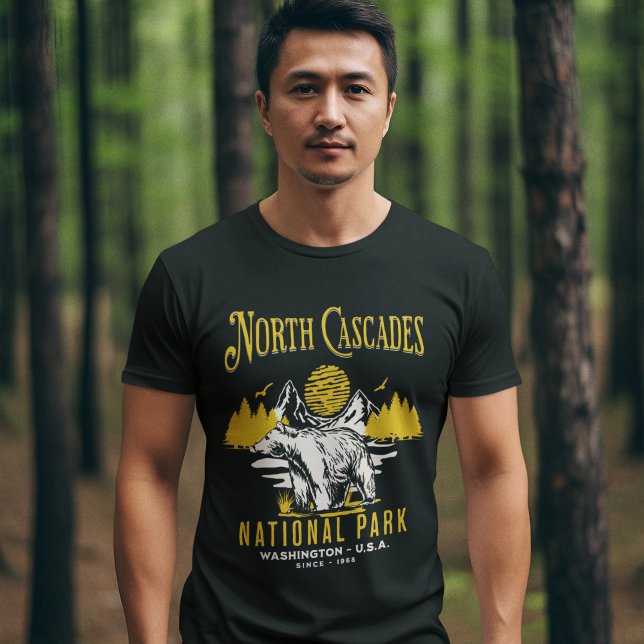 Camiseta North Cascades National Park Vintage Landscape (Criador carregado)