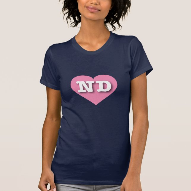 Camiseta North Dakota Pink Heart - Eu amo ND (Frente)