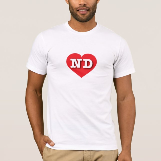 Camiseta North Dakota Red Heart - Eu amo ND (Frente)