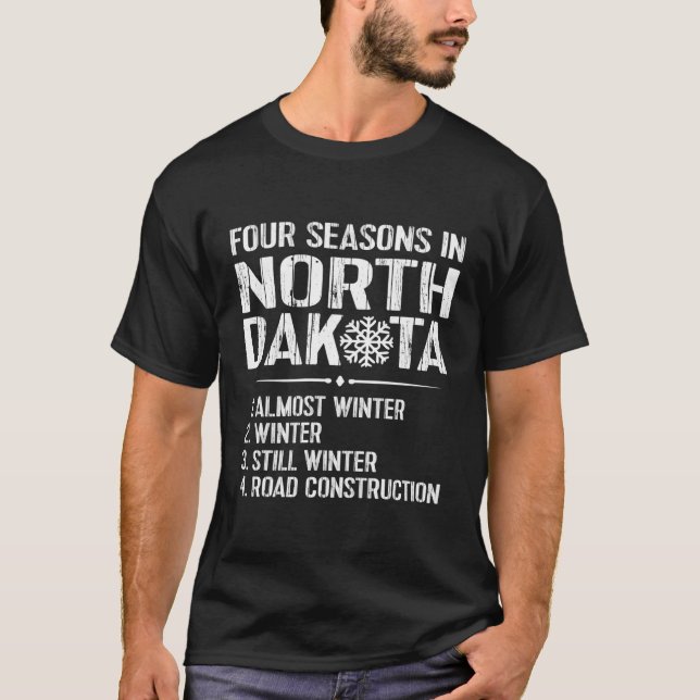 Camiseta North Dakota Snow Winter Road Construção (Frente)