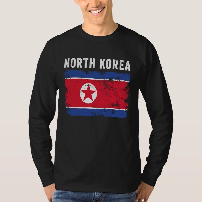 Camiseta North Korea Flag Distressed  Men Women  North Kore (Frente)