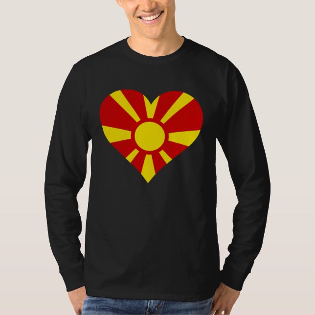 Camiseta North Macedonia Flag Heart Gifts Love North Macedo (Frente)