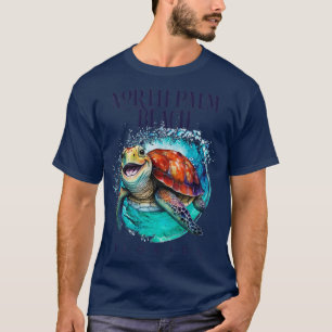 Camiseta North Palm Beach Florida Watercolor Happy Sea Turt