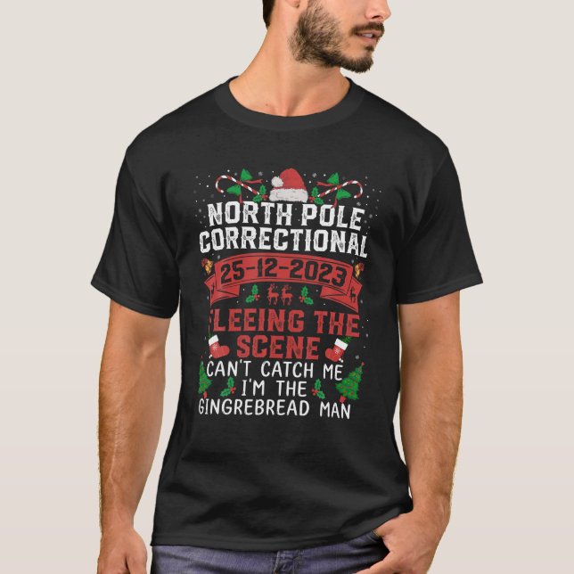 Camiseta North Pole Correctional Fleeing Saindo do local (Frente)