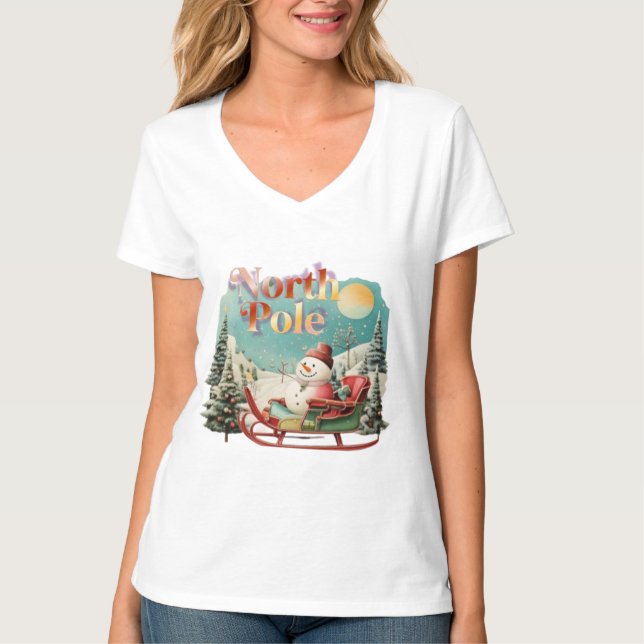 Camiseta North Pole: Where Magic Never Melts (Frente)
