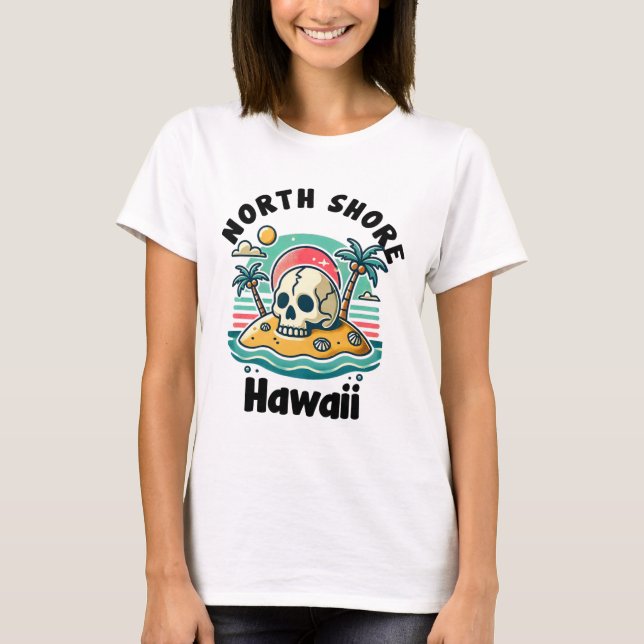 Camiseta North Shore Oahu Hawaii Souvenir Surfing Hawaiian  (Frente)