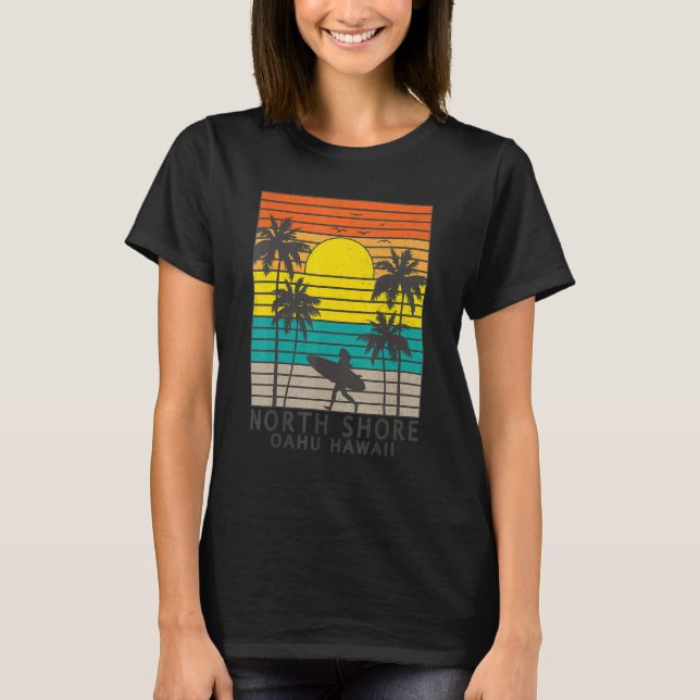 Camiseta North Shore Oahu Hawaii Surfer Girl Surfing Surfin (Frente)
