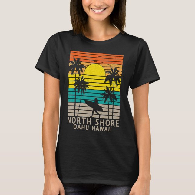 Camiseta North Shore Oahu Hawaii Surfer Girl Surfing Surfin (Frente)