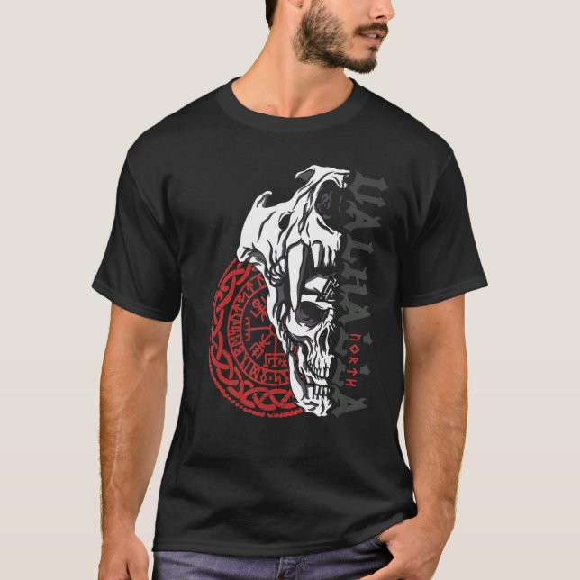 Camiseta North Valhalla Vegvisir Viking Nordic Deus 1 (Frente)